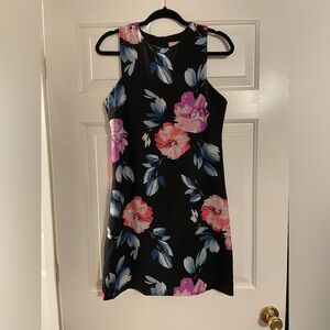Black Floral Fitted Dress